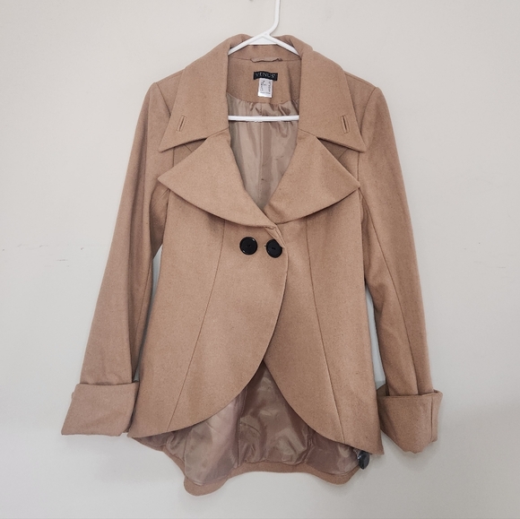 Women's Venus Tan Wool Blend Pea Coat Sz 10 NWOT - Picture 3 of 11